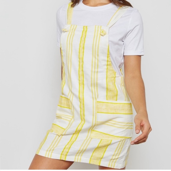 Mango | Two Tone Yellow Linen Overall Dress (Size M) - Picture 1 of 11